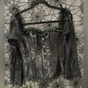 Gothic Elegant Black Lace Corset Top